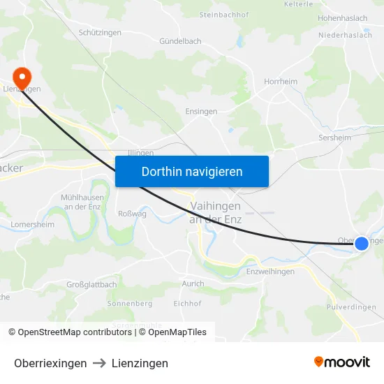 Oberriexingen to Lienzingen map