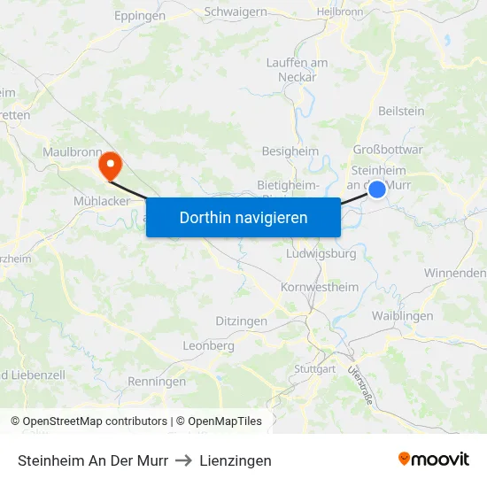 Steinheim An Der Murr to Lienzingen map