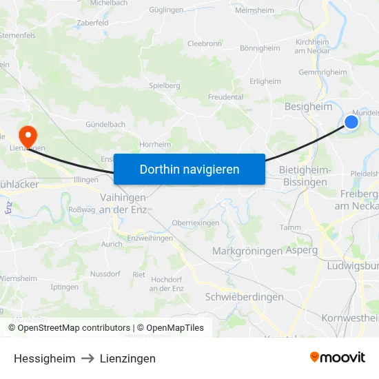 Hessigheim to Lienzingen map