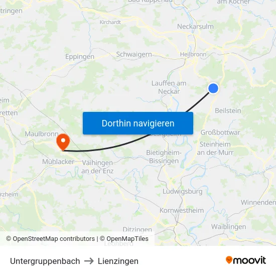 Untergruppenbach to Lienzingen map