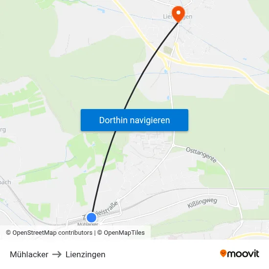 Mühlacker to Lienzingen map
