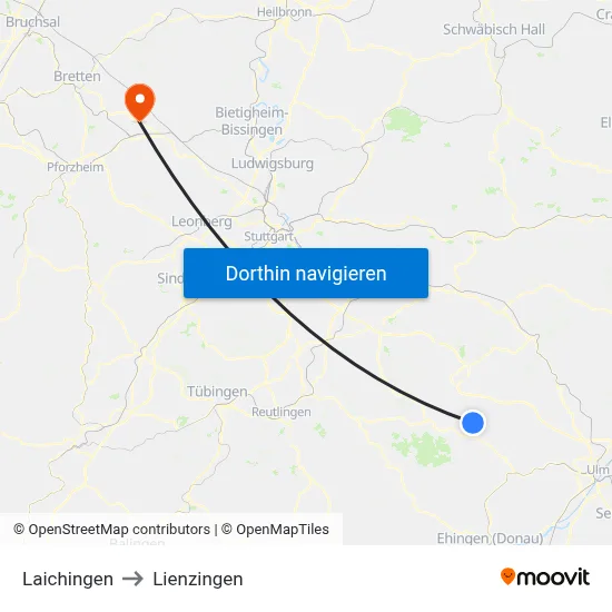 Laichingen to Lienzingen map