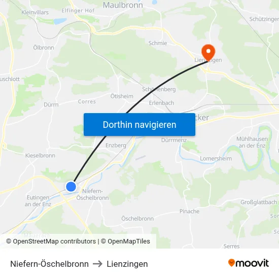 Niefern-Öschelbronn to Lienzingen map