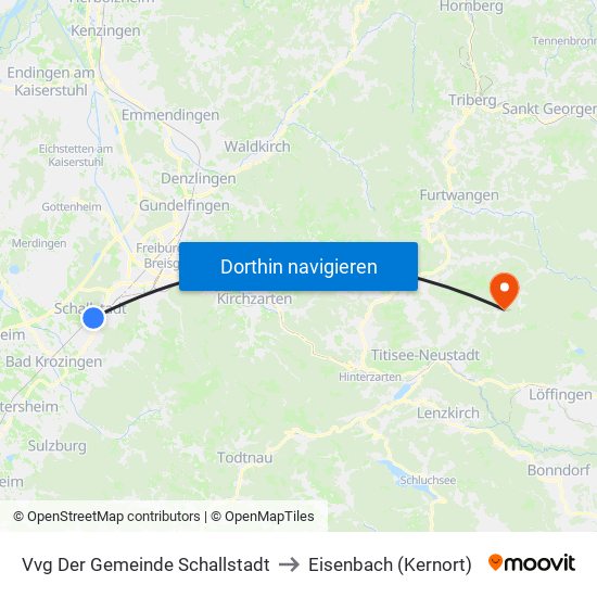 Vvg Der Gemeinde Schallstadt to Eisenbach (Kernort) map
