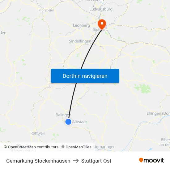 Gemarkung Stockenhausen to Stuttgart-Ost map