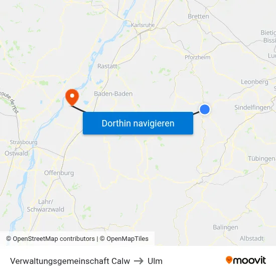 Verwaltungsgemeinschaft Calw to Ulm map