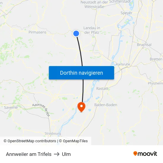 Annweiler am Trifels to Ulm map