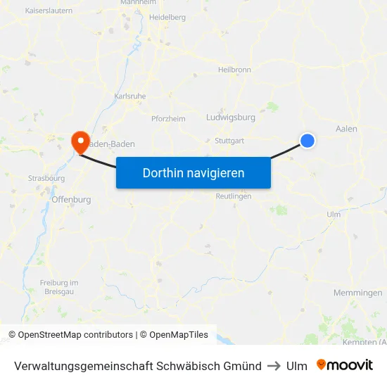 Verwaltungsgemeinschaft Schwäbisch Gmünd to Ulm map