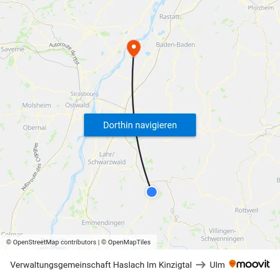 Verwaltungsgemeinschaft Haslach Im Kinzigtal to Ulm map