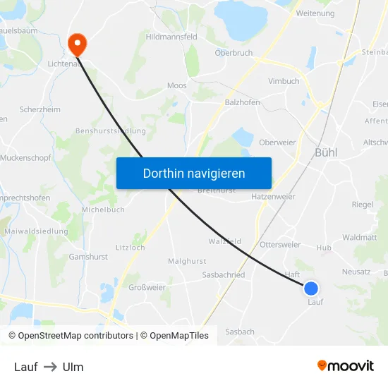 Lauf to Ulm map