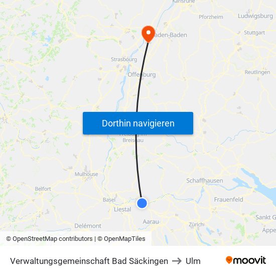 Verwaltungsgemeinschaft Bad Säckingen to Ulm map