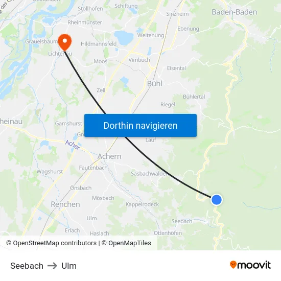 Seebach to Ulm map