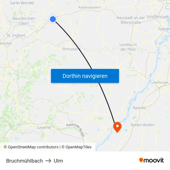 Bruchmühlbach to Ulm map