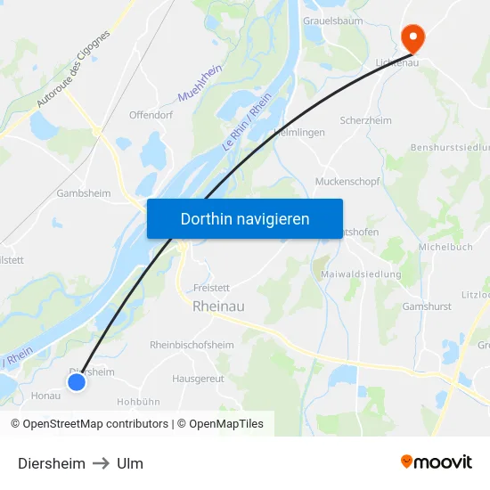 Diersheim to Ulm map