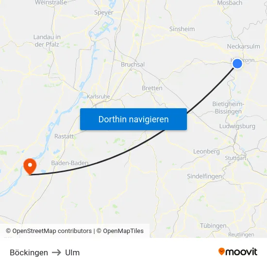 Böckingen to Ulm map