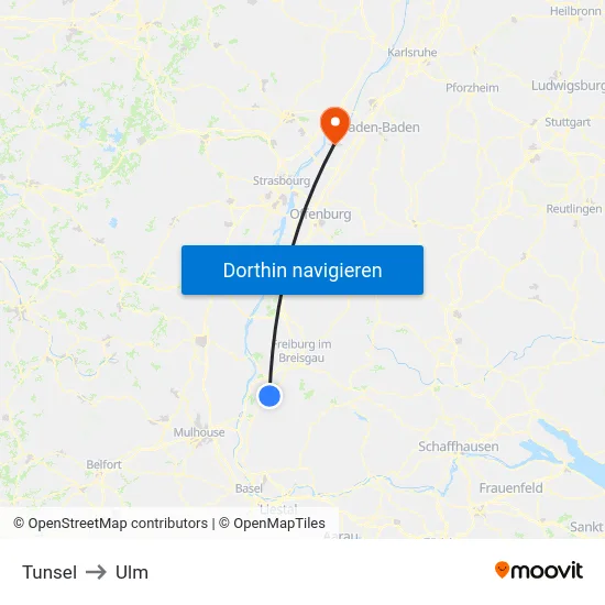 Tunsel to Ulm map