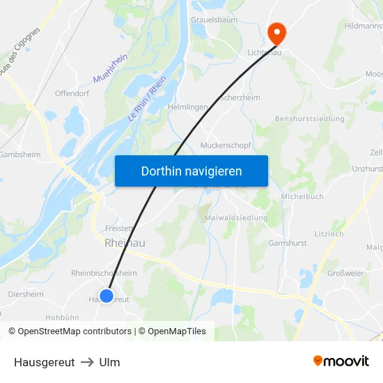 Hausgereut to Ulm map