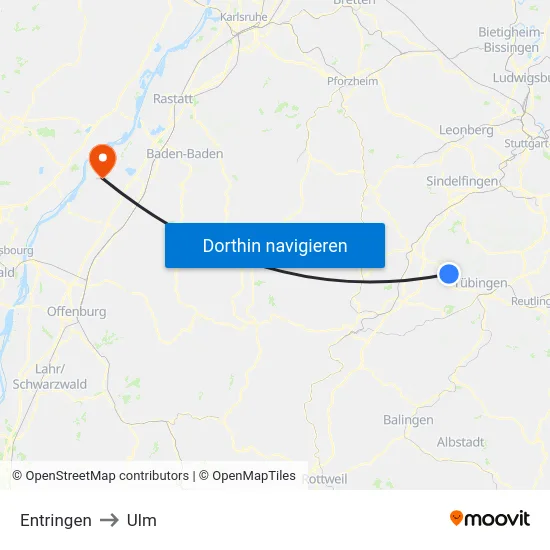 Entringen to Ulm map