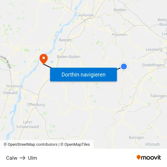 Calw to Ulm map