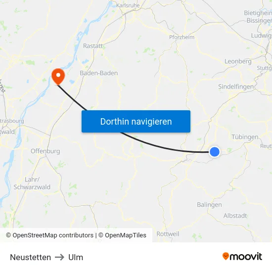 Neustetten to Ulm map