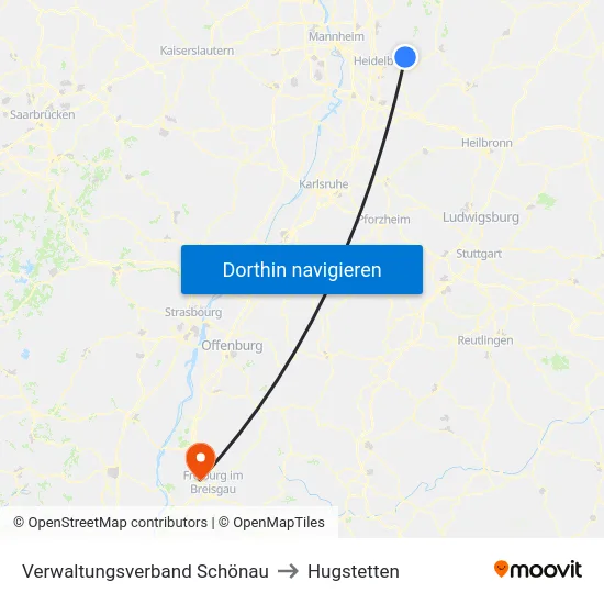 Verwaltungsverband Schönau to Hugstetten map