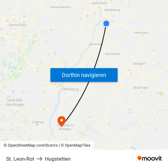 St. Leon-Rot to Hugstetten map