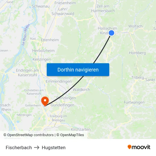 Fischerbach to Hugstetten map