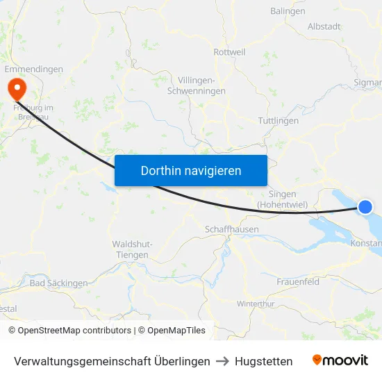 Verwaltungsgemeinschaft Überlingen to Hugstetten map