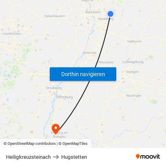 Heiligkreuzsteinach to Hugstetten map