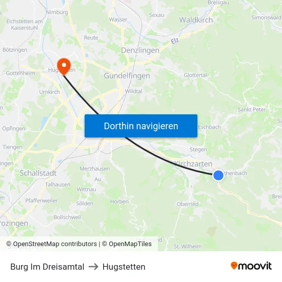 Burg Im Dreisamtal to Hugstetten map