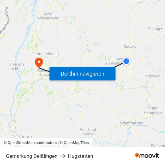 Gemarkung Deißlingen to Hugstetten map