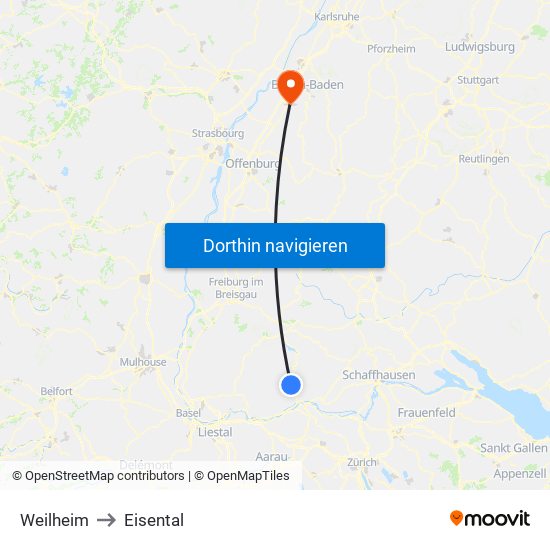 Weilheim to Eisental map