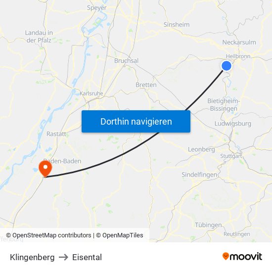 Klingenberg to Eisental map