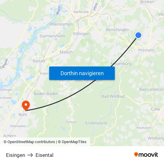 Eisingen to Eisental map