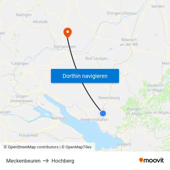 Meckenbeuren to Hochberg map