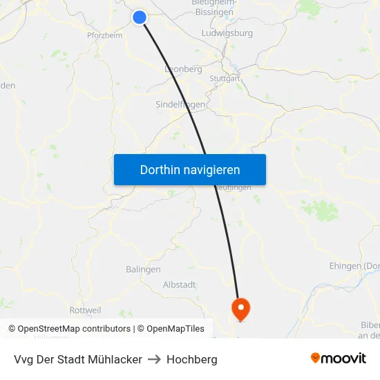 Vvg Der Stadt Mühlacker to Hochberg map