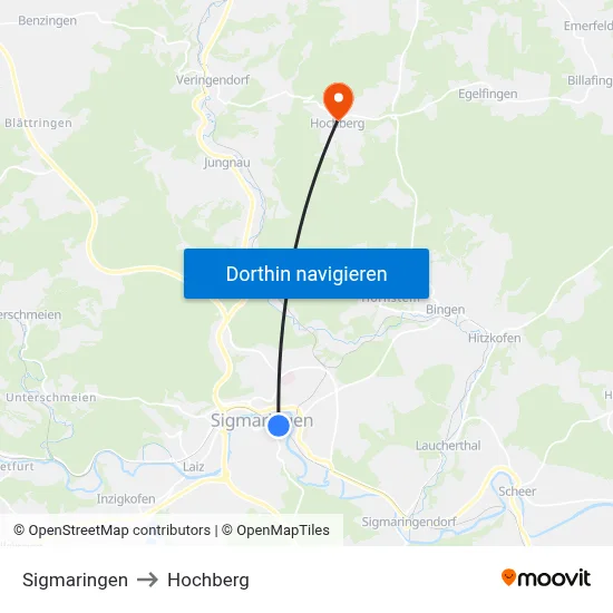 Sigmaringen to Hochberg map