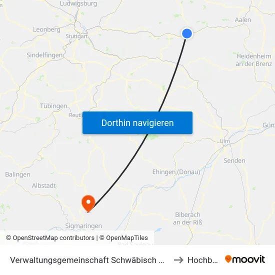 Verwaltungsgemeinschaft Schwäbisch Gmünd to Hochberg map