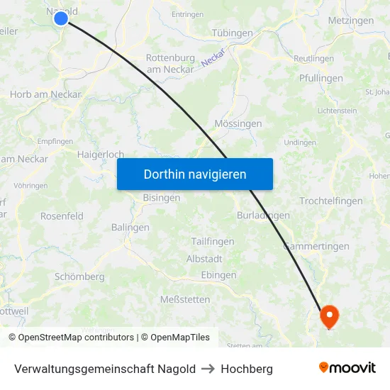 Verwaltungsgemeinschaft Nagold to Hochberg map