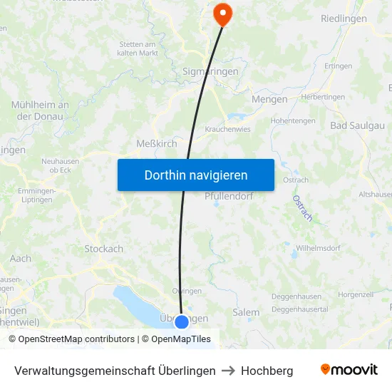 Verwaltungsgemeinschaft Überlingen to Hochberg map