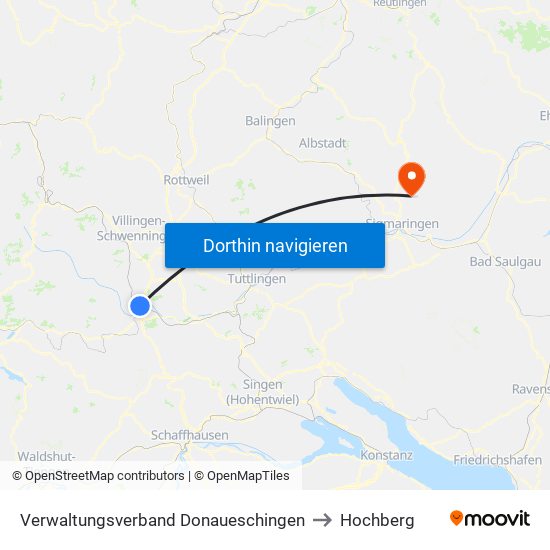 Verwaltungsverband Donaueschingen to Hochberg map
