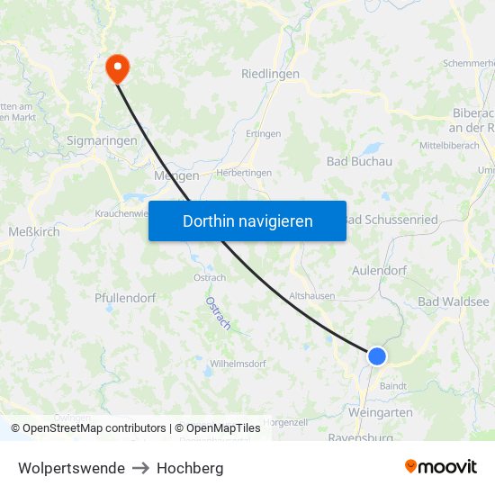 Wolpertswende to Hochberg map