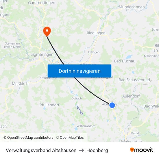 Verwaltungsverband Altshausen to Hochberg map