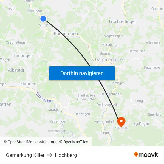 Gemarkung Killer to Hochberg map