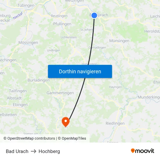 Bad Urach to Hochberg map
