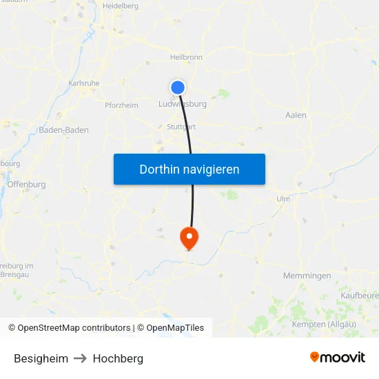 Besigheim to Hochberg map