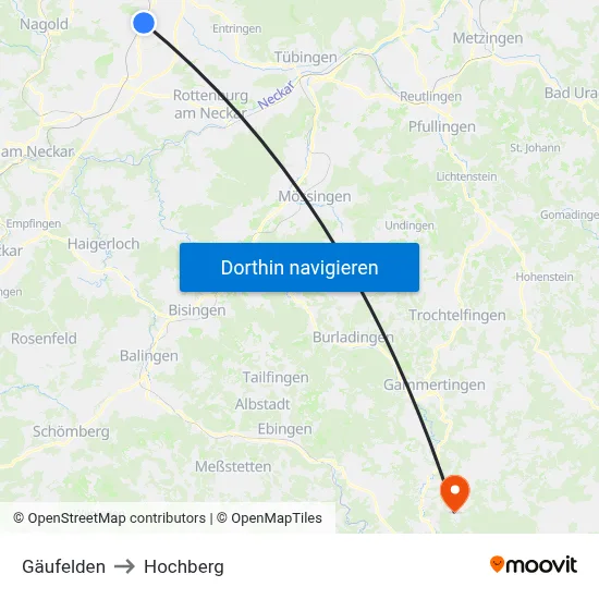 Gäufelden to Hochberg map