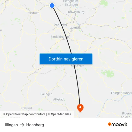 Illingen to Hochberg map