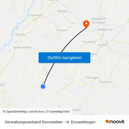 Verwaltungsverband Dornstetten to Enzweihingen map