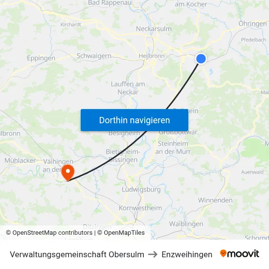 Verwaltungsgemeinschaft Obersulm to Enzweihingen map